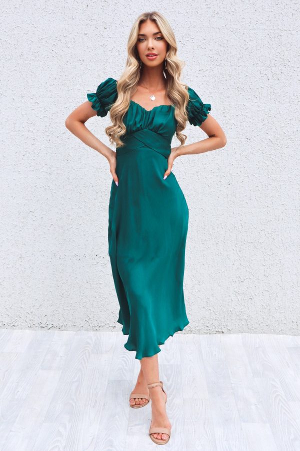 Claudia Midi Dress - Forest Green For Cheap