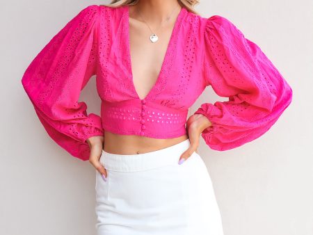 Nancy Top - Fuchsia Pink   Baby Blue For Discount