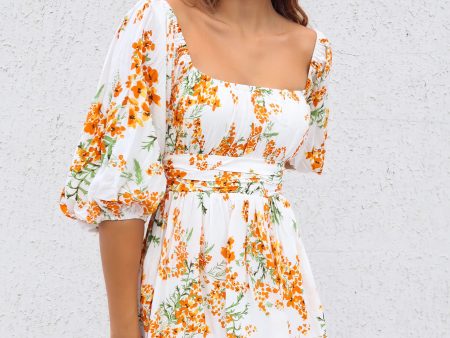 La Lune Dress - Orange Floral Fashion