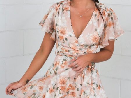 Floral Butterfly Dress - Nude Discount