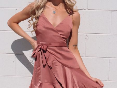 Alyssa Satin Dress - Rose Pink Cheap