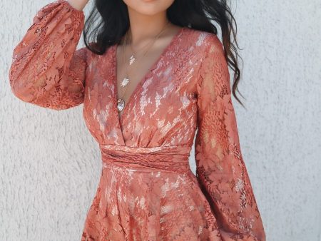 Monaco Lace Playsuit - Rust Online now