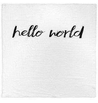 Organic Muslin Swaddle Blanket -  Hello World  Sale