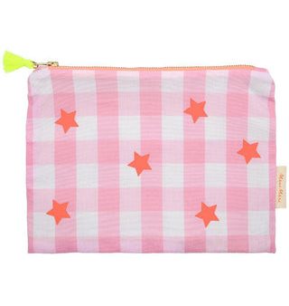 Pink & Neon Gingham Pouch Hot on Sale