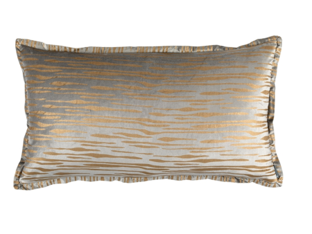 Zara King Pillow - Light Grey Velvet Gold 20x36 Sale