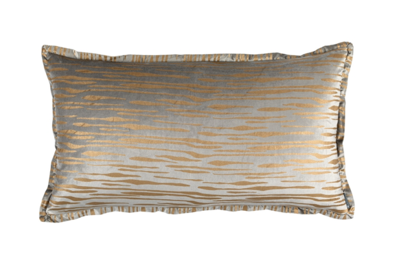 Zara King Pillow - Light Grey Velvet Gold 20x36 Sale