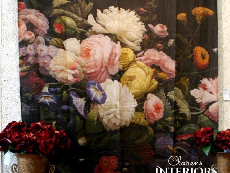 Flowers and Urn pure linen panel Online Hot Sale