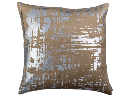 Moderne Square Pillow - Straw Velvet Platinum Foil 22x22 Sale