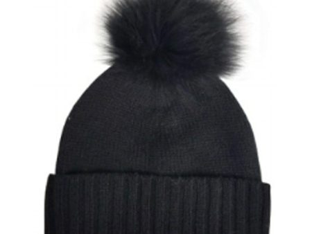 Cashmere Slouchy Cuff Hat with Real Fur on Sale