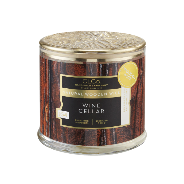 Wine Cellar Wooden-Wick 14oz Jar Candle For Sale