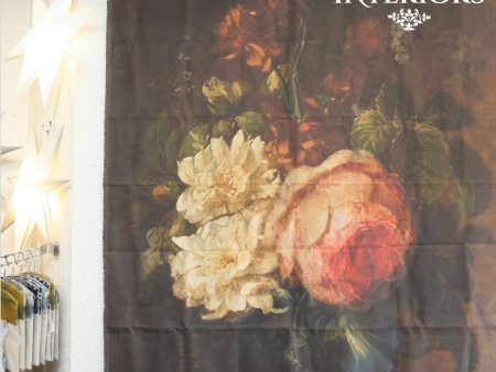 Dark Mood floral linen panel on Sale