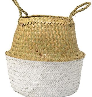 Round Seagrass Basket | White & Natural Sale