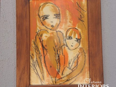 Original Art - Andy Galloway Orange Mother & Daughter in wheat field Fashion