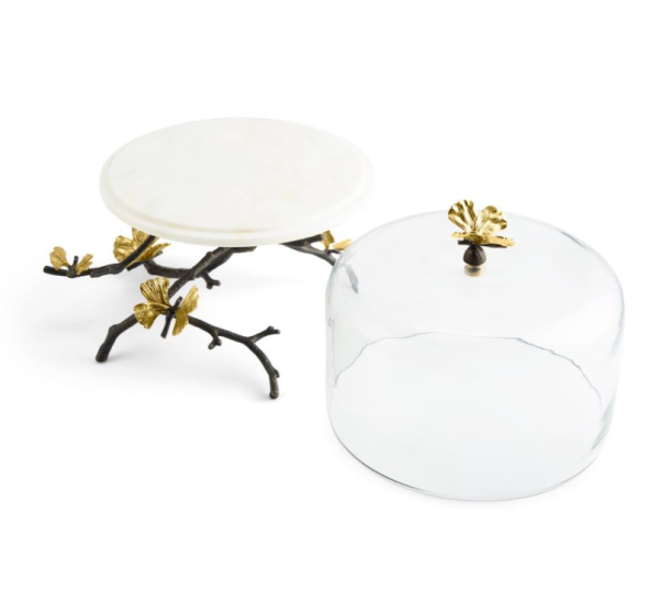 Butterfly Ginkgo Cake stand w  Dome Supply