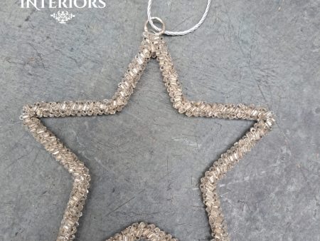 HANGING STAR WITH RIBBON MEDIUM Hot on Sale