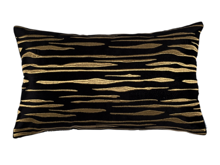 Zara Large Rectangular Pillow - Black Matte Velvet Gold 18x30 Supply