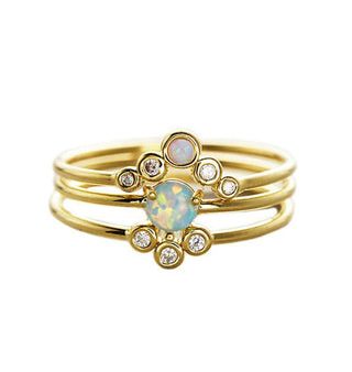 Triple Gold & Opal Stackable Rings Online Sale