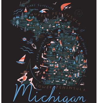 Michigan Map Print Fashion