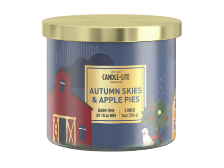 Autumn Skies & Apple Pies 3-wick 14oz Jar Candle Fashion