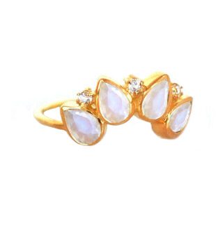 Rainbow Moonstone & Diamond Horizon Ring Sale