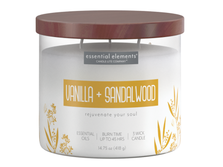 Vanilla & Sandalwood 3-wick 14.75oz Jar Candle Supply