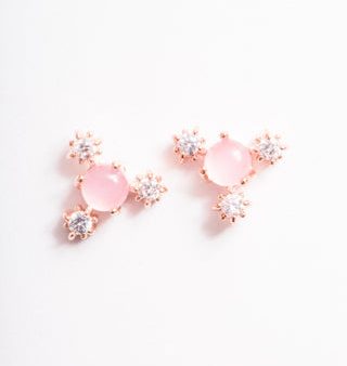 Baby Pink Flower Earrings | Rose Gold Online