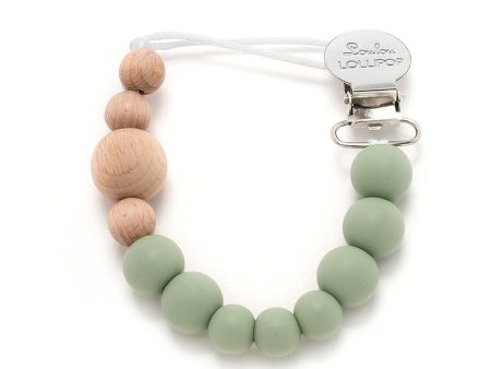 Color Block Silicone & Wood Pacifier Clip | Sage Green Online