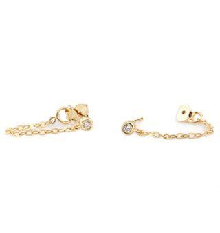 Chain Stud Earrings With Stone Online Sale