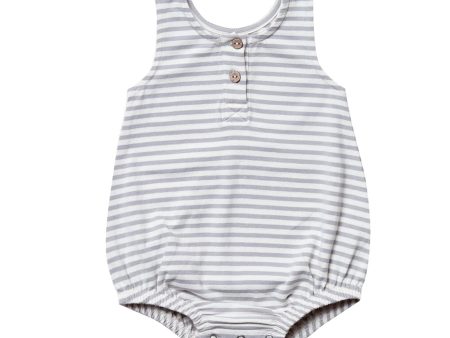 Striped Sleeveless Bubble Onesie | Grey Online Sale