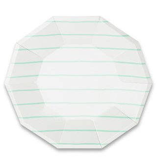 Frenchie Striped Mint Large Plates Set 8 Hot on Sale