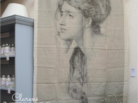 Dreaming Lady linen panel Sale