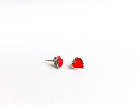 Enamel Heart Studs Discount