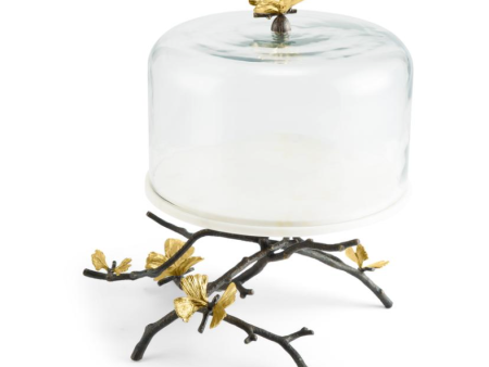 Butterfly Ginkgo Cake stand w  Dome Supply