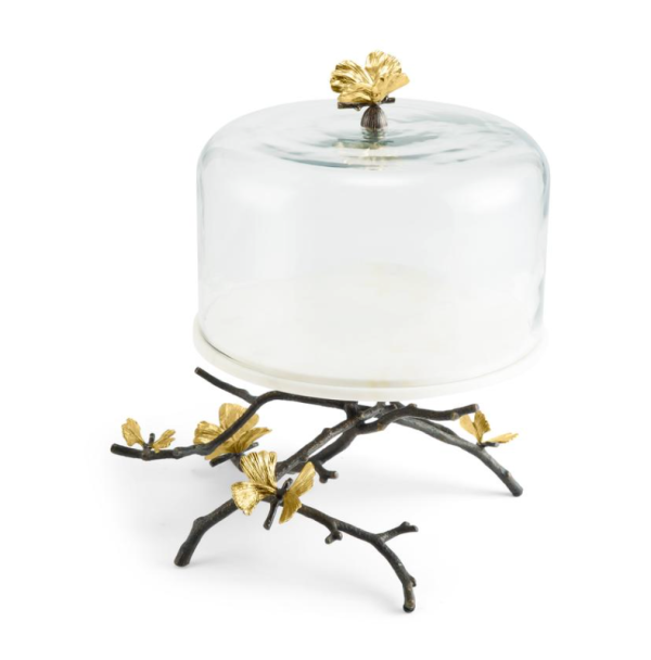 Butterfly Ginkgo Cake stand w  Dome Supply