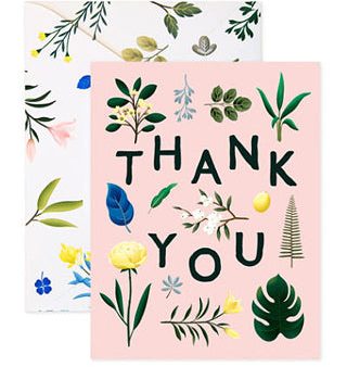 Pink Assorted Botanical Thank You Card Set Online now