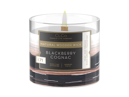 Blackberry Cognac Wooden-Wick 14oz Jar Candle Cheap